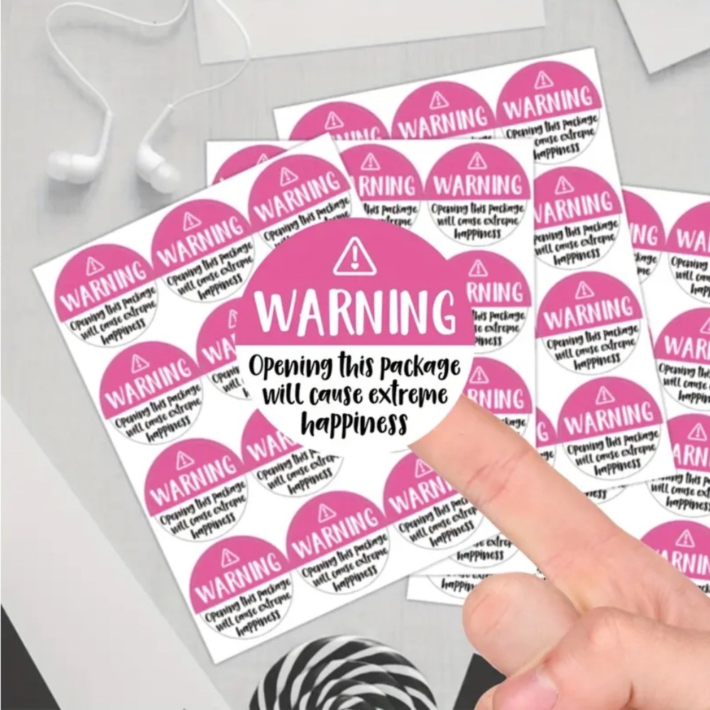New 120 pcs Seller Thank You “Warning… Happiness” stickers